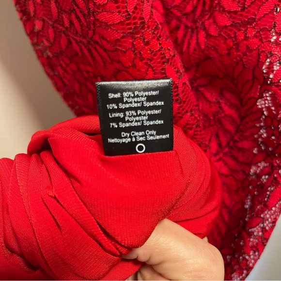Dress the Population Zoey Lace Midi Dress - Red - Size Medium - Picture 9 of 11